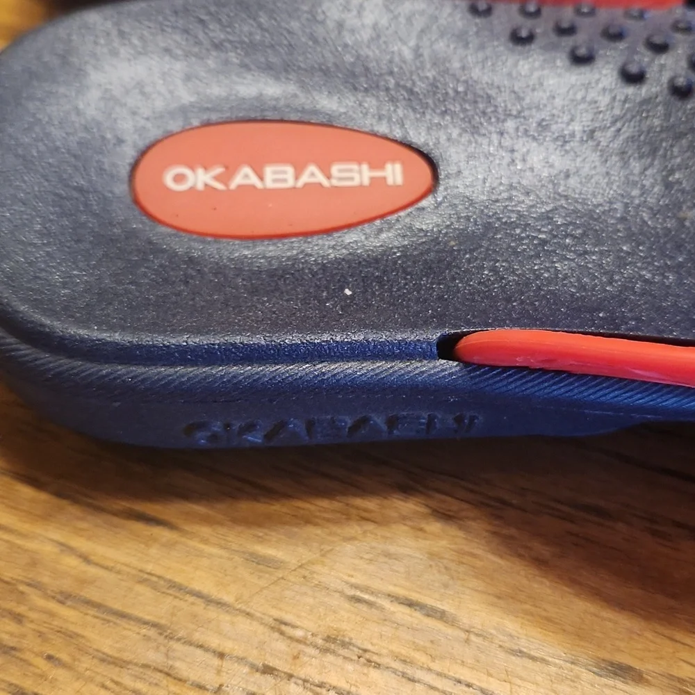 Okabashi Red Navy Flip Flops Size Large